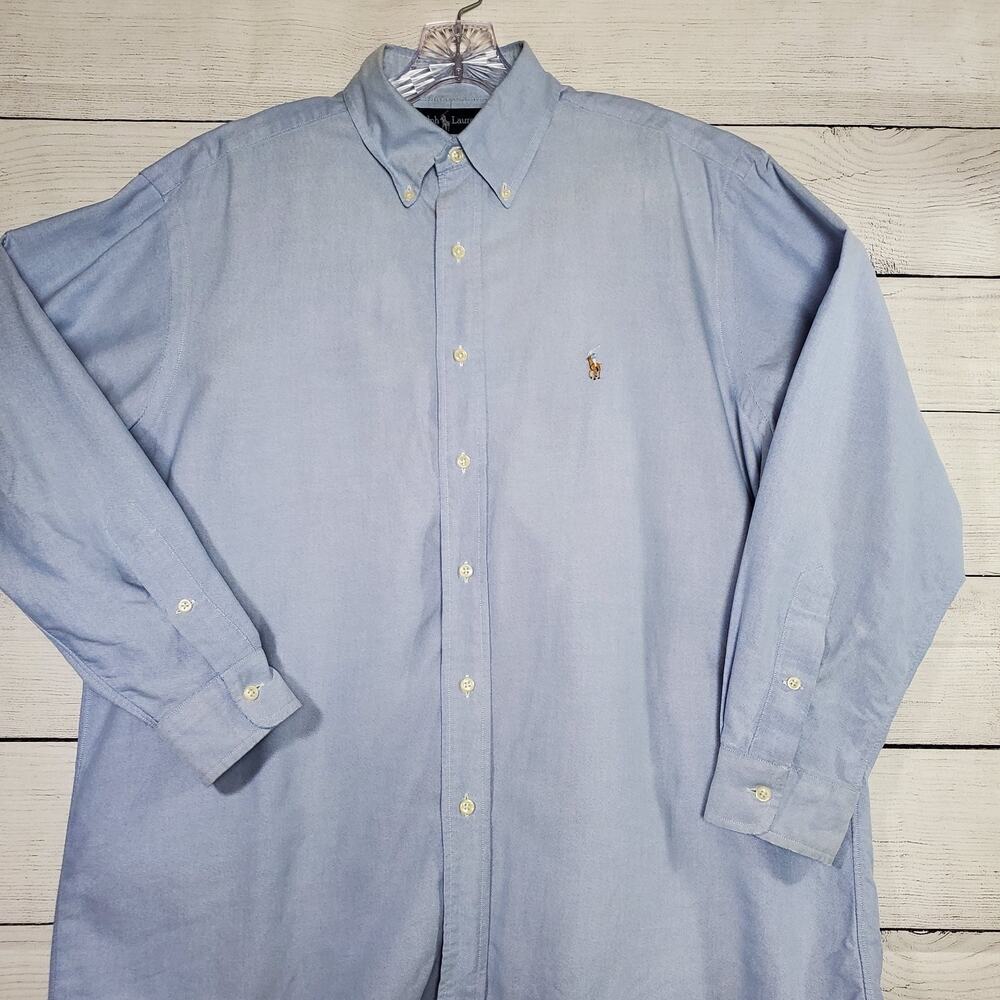 Ralph Lauren Shirt Mens 16 32 Long Sleeve Button Down Collared Blue Yarmouth